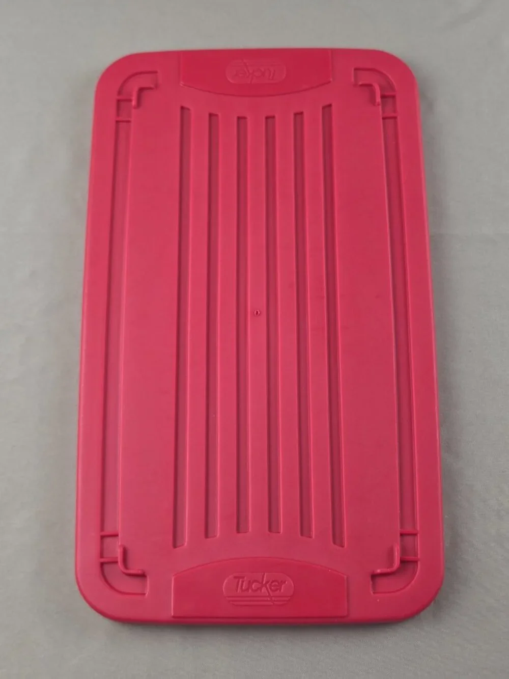 Vtg Plastic Container Storage Shoe Box Size Tucker Brand Pinkish Red Snap On Lid